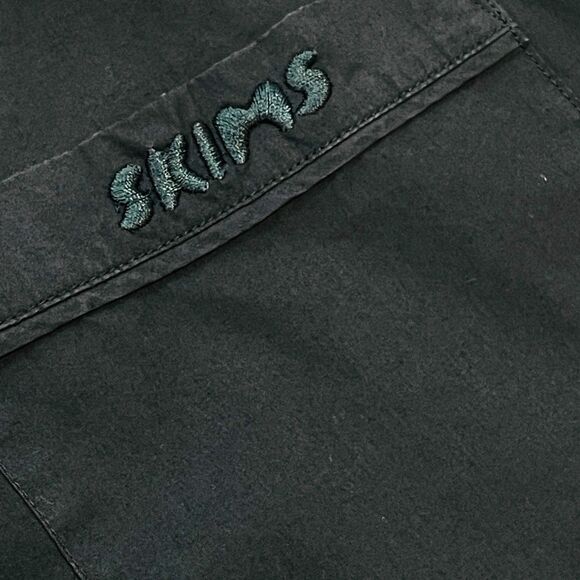 ~ SKIMS Lg Sleep Shirt* Unisex Cotton Pajama Dark Green Button Lounge Nightshirt - Picture 3 of 13